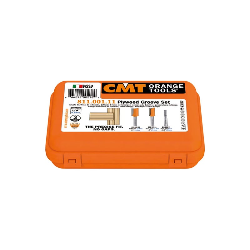 CMT ORANGE TOOLS CMT 811.001.11 3-Piece Plywood Groove Set in Carrying Case, 1/4-Shank - Image 2